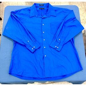 BERGAMO NEWYORK Men's Royal Blue Button Down Up Dress Shirt 2XL 18-18.5